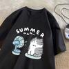Funny Fan Cat Graphic T Shirts WOMEN Unisex Cotton Tshirt Casual Summer Short Sleeve Tee Shirt Unisexs Designer Streetwear Oversized