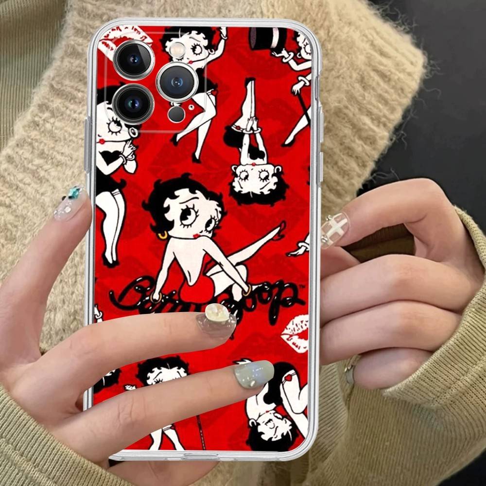 Animation B-Betty Boop Transparent TPU Phone Case For IPhone 17 11 12 13 14 15 16 Pro Max 16 Plus Cover