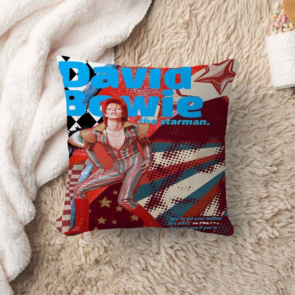 Musician D-David B-Bowies Cushion Cover Car Throw Pillow Case For Sofa Car Christmas Gift 40X40Cm 45X45Cm Peach skin 18*18(CM)-1Pcs