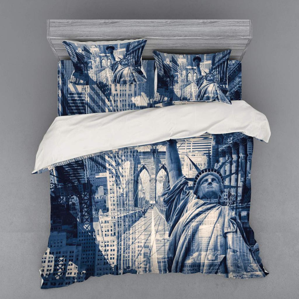 Statue Of Liberty Duvet Cover Set For Teens Adults Lightweight Down Quilt Covers Room Decor 2 Pillowcases 1 Duvet Cover No Quilt