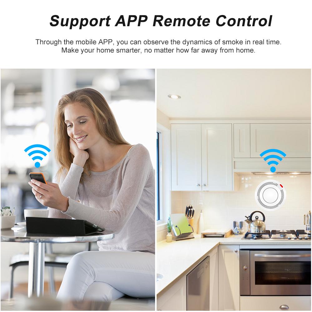 Wifi Smoke Detector Smart   Alarm Sensor Wireless Security System Smart Life   APP Control Smart Home For Home Kitchen/Store/Hotel/Factory