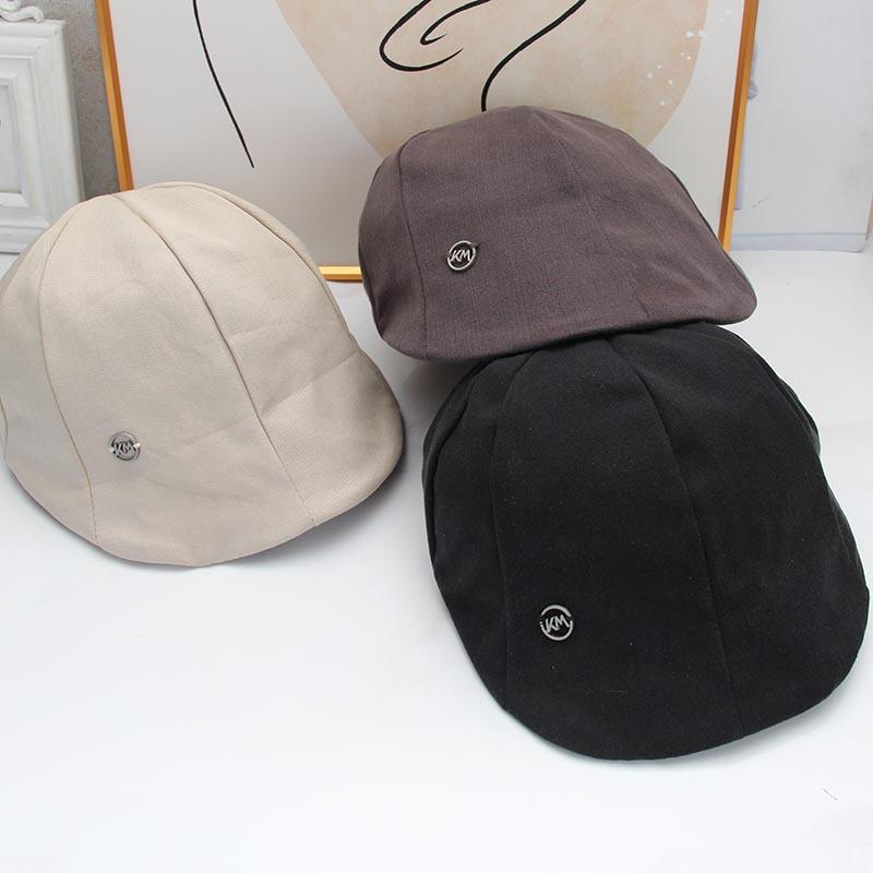 Retro cotton and linen duck tongue forward hat women's new spring and autumn versatile face small literary beret