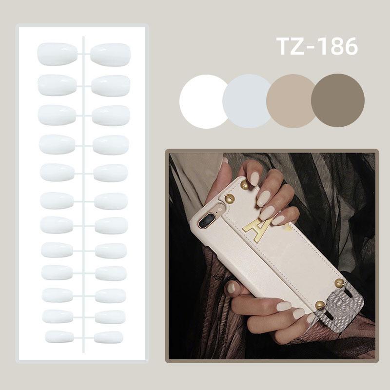 24Pcs Long Coffin French False Nails With Glue Bow And Diamond Decor Black Ballerina Press On Acrylic Nail Tips