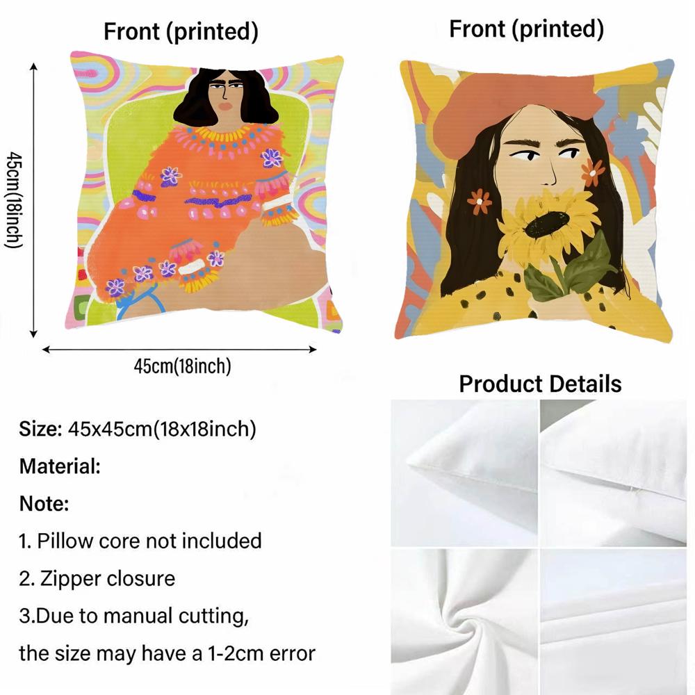 A-Alja Horvat Cushion Cover Cushion Cover Pillowcase, Anti-Mite Invisible Zipper, Linen Sofa Cushion