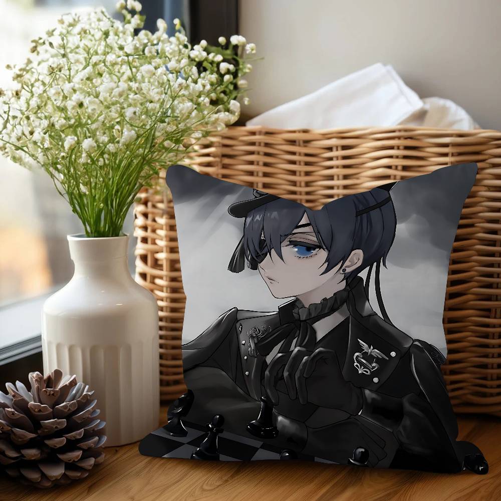 

B-Black Butler Pillow Cover Design Cushion Cover Decor Holiday Decorati 12x12Inch