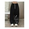 Women's Girls fashion casual trousers autumn and winter loose straight leg pants with a kitten design