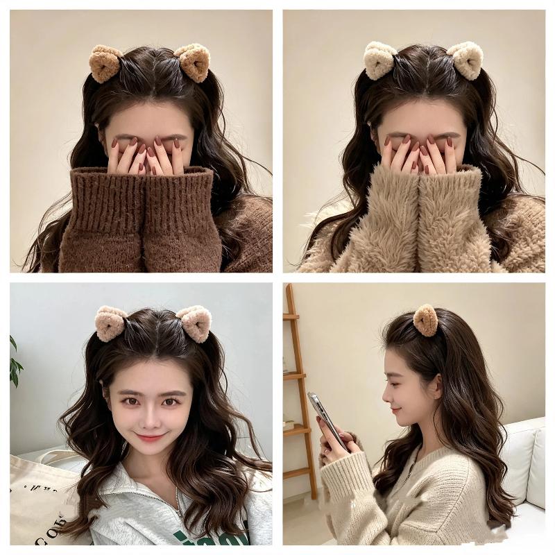 1Pcs Fleece Cat Ear Hair Clip For Women, Side Hair Clip For Bangs And Loose Hair, Cute Princess Hairstyle, Shark Fin Hair Clip