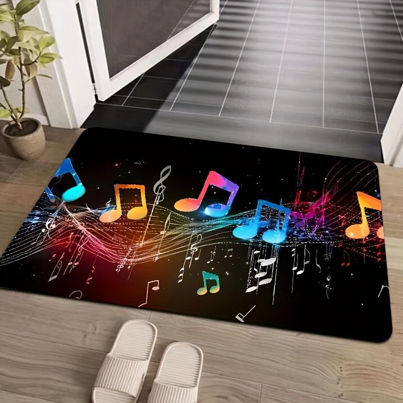 1PC Musical Note Pattern Door Mats Kitchen Rugs Non-Slip Pop Design Bathroom Rugs Bath Mat Carpet for Home Sink Laundry Decor