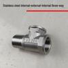 Stainless Steel 4-Point Thickened Male & Female Thread Live Joint Tee Gas/Water Pipe Elbow Fittings