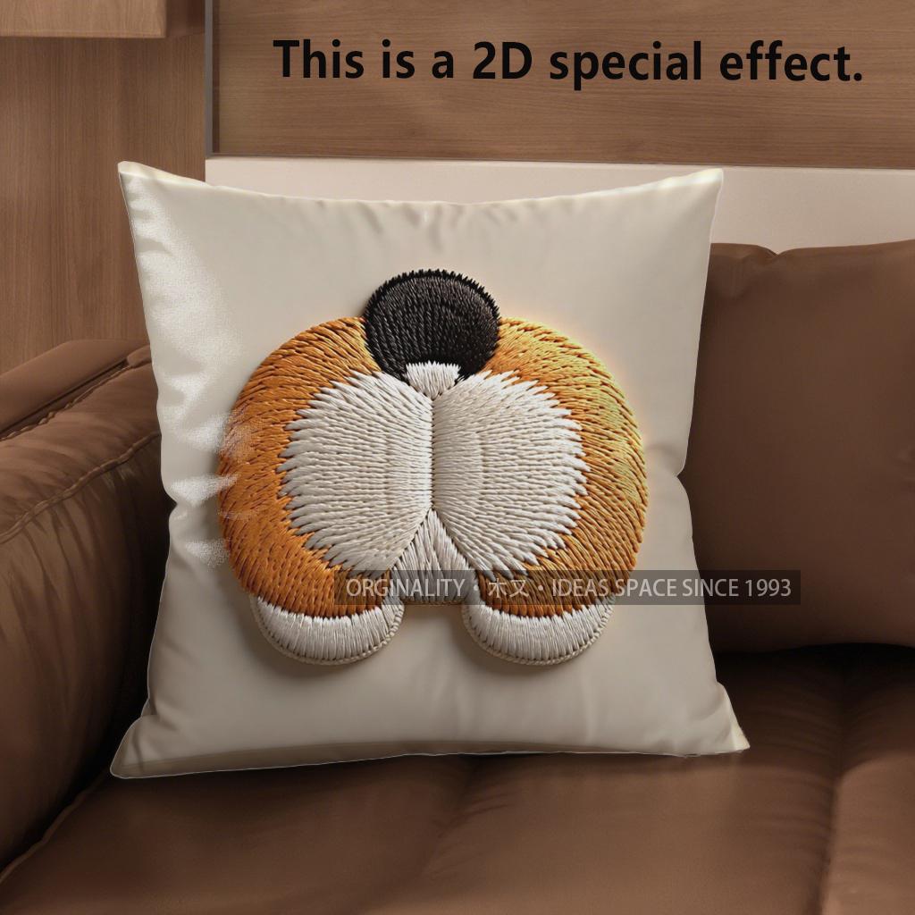 2D Cute Corgi Butt Designs Cushion Covers Pattern Cushion Cover Suitable For Sofa Bedroom Car Pillow Cover