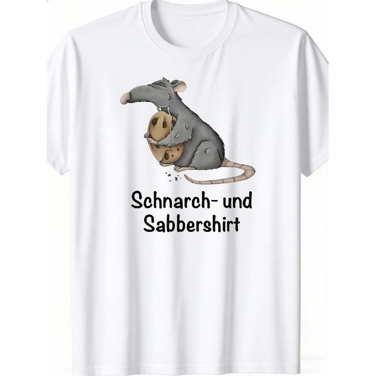 Men's funny graphic tee with cartoon rat eating cookie, soft cotton short sleeve crew neck t-shirt for casual daily wear and humor lovers