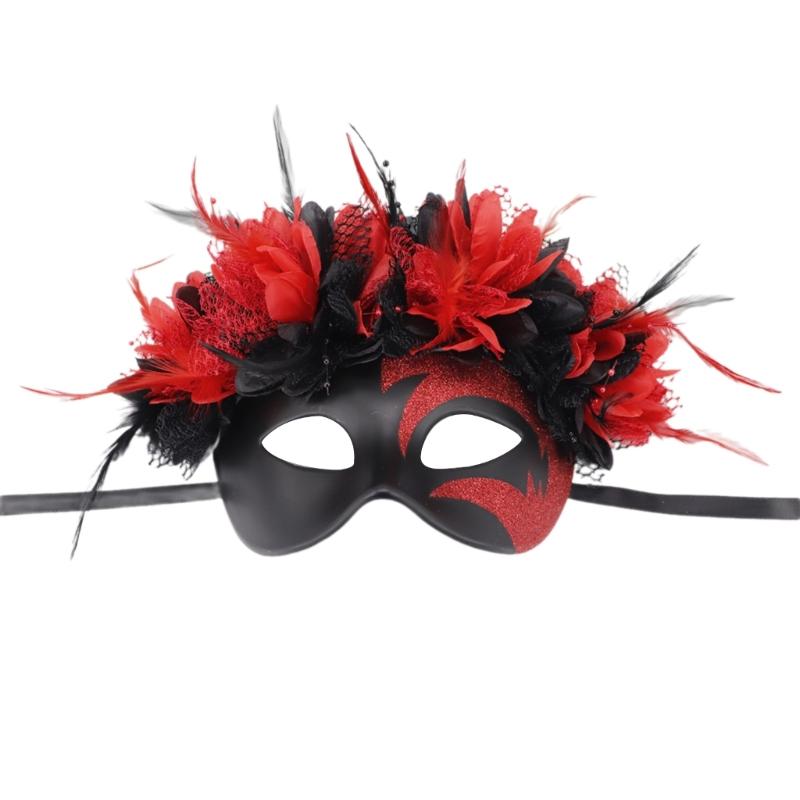 Feathered Masquerade Mask Halloween Party Eye Mask Half Face Mask for Women Cosplay Masquerade Decoration Eyewears