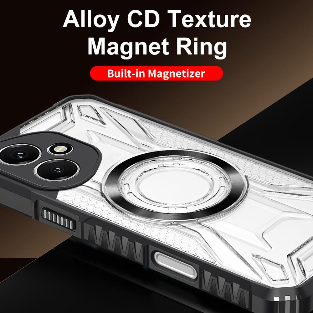 KEYSION Transparent Magnetic Case for Honor 400 Pro 5G Silicone+PC Heavy Duty Shockproof Phone Cover for Huawei Honor 400 Lite