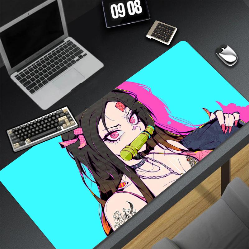 Laptop Anime Girl Keyboard Rug Demon Slayer Kamado Nezuko Mouse Pad Pc Kawaii Flam Gamer Cabinet Mousepad Cute Extended Desk Mat