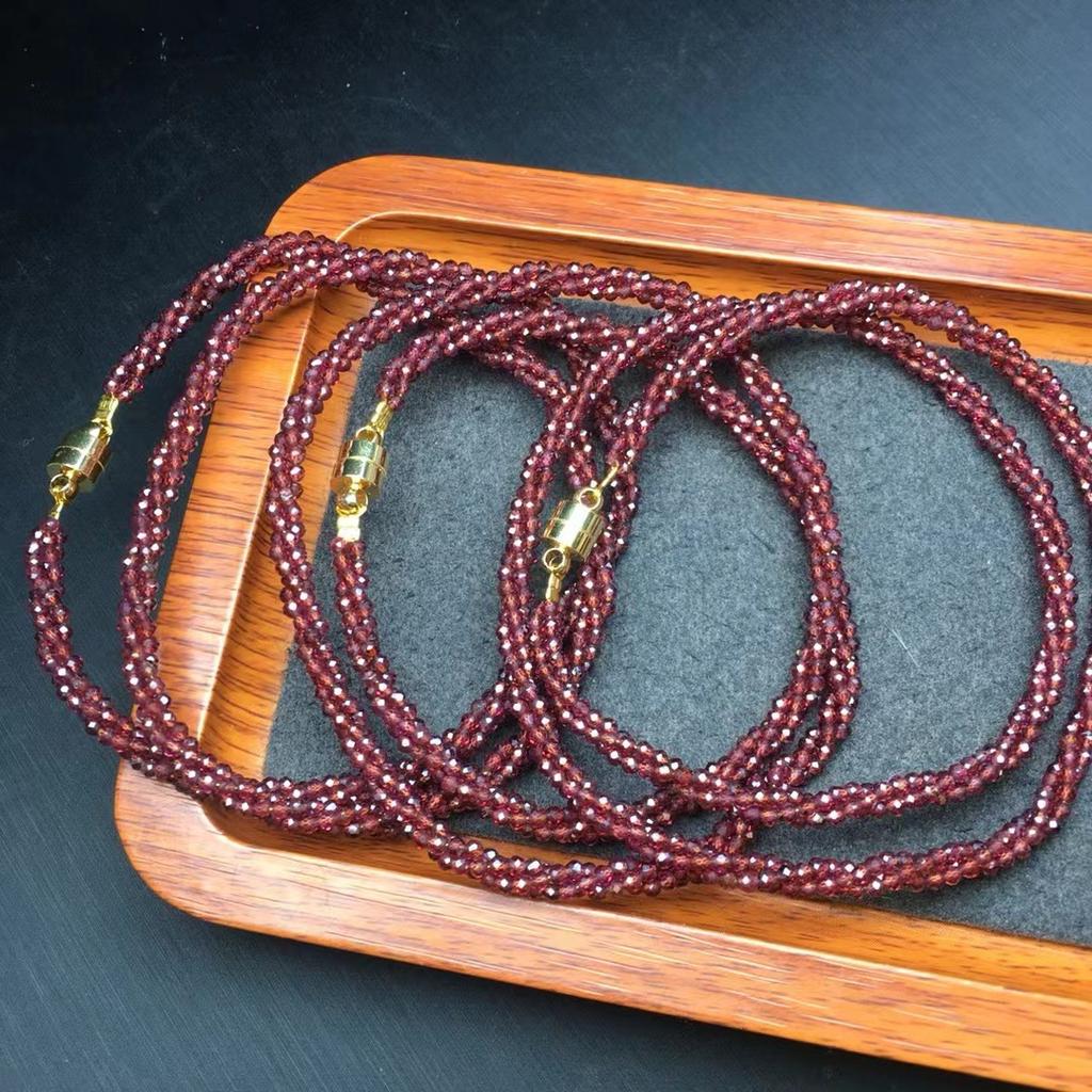Natural Garnet Cut Twist Necklace, Fashionable Rice Bead Football Face Collar, Girlfriend Color Tourmaline Spinel Bracelet
