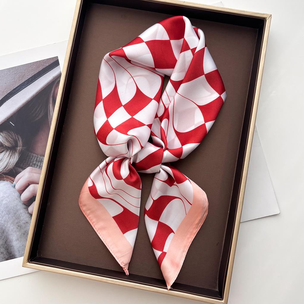 70*70Cm Luxury Square Scarf For Women Elegant Ladies Hijab Neckerchief Soft Stain Imitation Silk Scarves Shawl For Travel