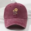 Distressed Dad Hat Sunflower Printed Travel Hat Minimal Baseball Cap  For Women Man