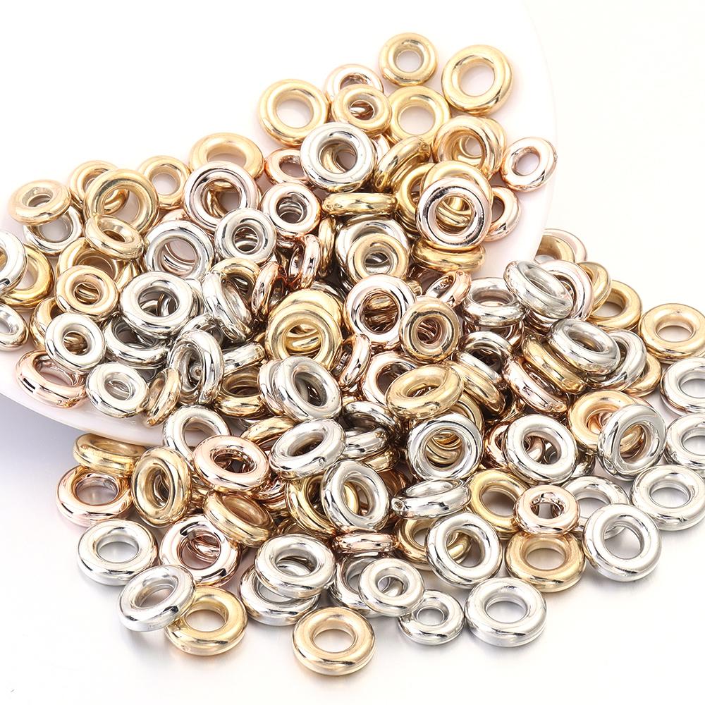 50-100pcs/lot 4/6mm CCB Spacer Beads Round Ring Beads Big Hole Loose Beads For Jewelry Making DIY Necklace Bracelet Accessories