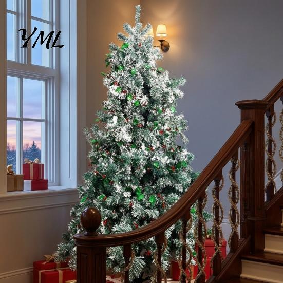 Flexible Wire Greenery 24.6FT Christmas Garland, Red Green Leaves/Striped Candy/Snowflake Shiny Tinsel Lightweight Bendable Garland Garlands for Xmas