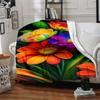 1pc Colorful Flowers Blanket Lightweight Flannel Blanket Throw Blanket For Sofa, Bed, Travel, Camping, Livingroom, Couch, Chair, And Bed Yy2509026214