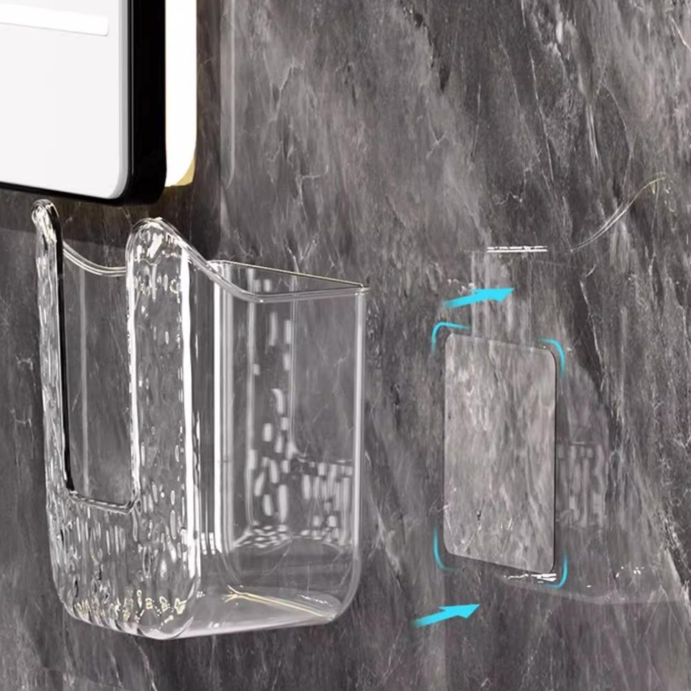 Wall Mounted Tissue Box Kitchen Wipes Storage Box Invisible Sticker Mounting