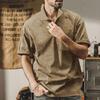 Summer New Men's Lapel Button T-shirt Retro Casual Short-sleeved Men's T-shirt