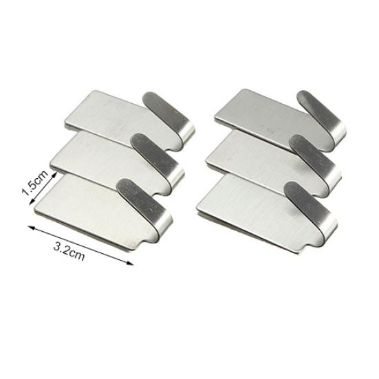 6Pcs/Lot Self Adhesive Stainless Steel Wall Glass Stick Hooks Hangers Holders