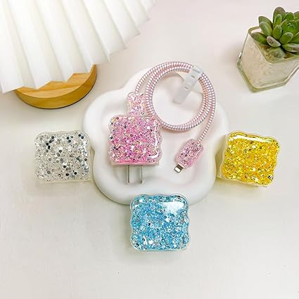 Glitter Model Suitable for iPhone 20w/18w Charging Head Cover 14/16 Cable Clip Data Cable Protective Cover