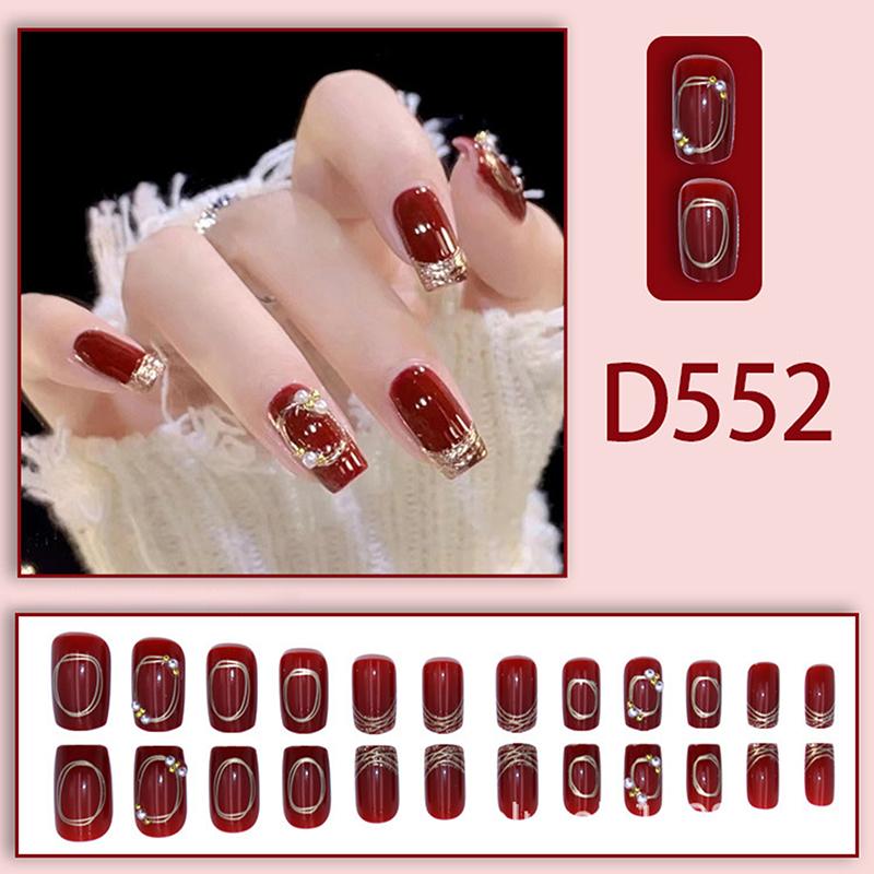 

24Pcs Red Spider Fake Nails Patch Cute Short Round Head Red And Black Color Artificial Nails For Girl Press On Nails