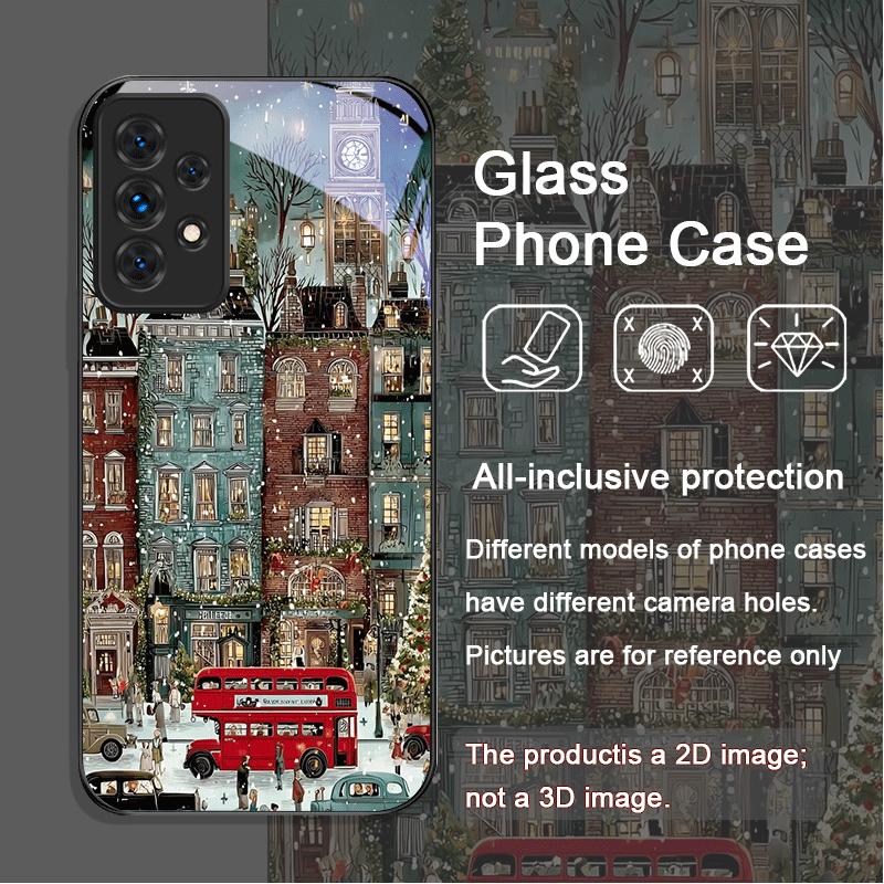 

Christmas Winter Snow Street Scenery Tempered Glass Phone Case for Samsung Galaxy A56 A17 A55 A54 A53 A52 A36 A14 A31 A51 Cover Galaxy A55 5G