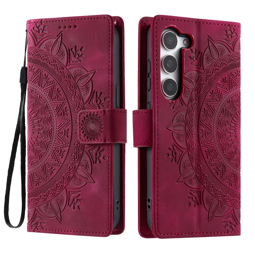 For Samsung Galaxy S26/S26 Pro Case Imprinted Totem Skin Feel Wallet Leather Phone Cover with Hand Strap