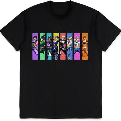 JoJo's Bizarre Adventure Koszulka Trend Moda Anime Koszulka Unisex Krótki Rękaw Młodzieżowi Fani Prezenty Czarna koszulka
