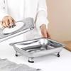 Paslanmaz Çelik Chafing Dish Büfe Isıtıcı Cam Kapaklı Çıkarılabilir Ayaklar Büfeler Oteller Açık Hava Barbekü Catering Hizmeti İçin Yemek Tabağı