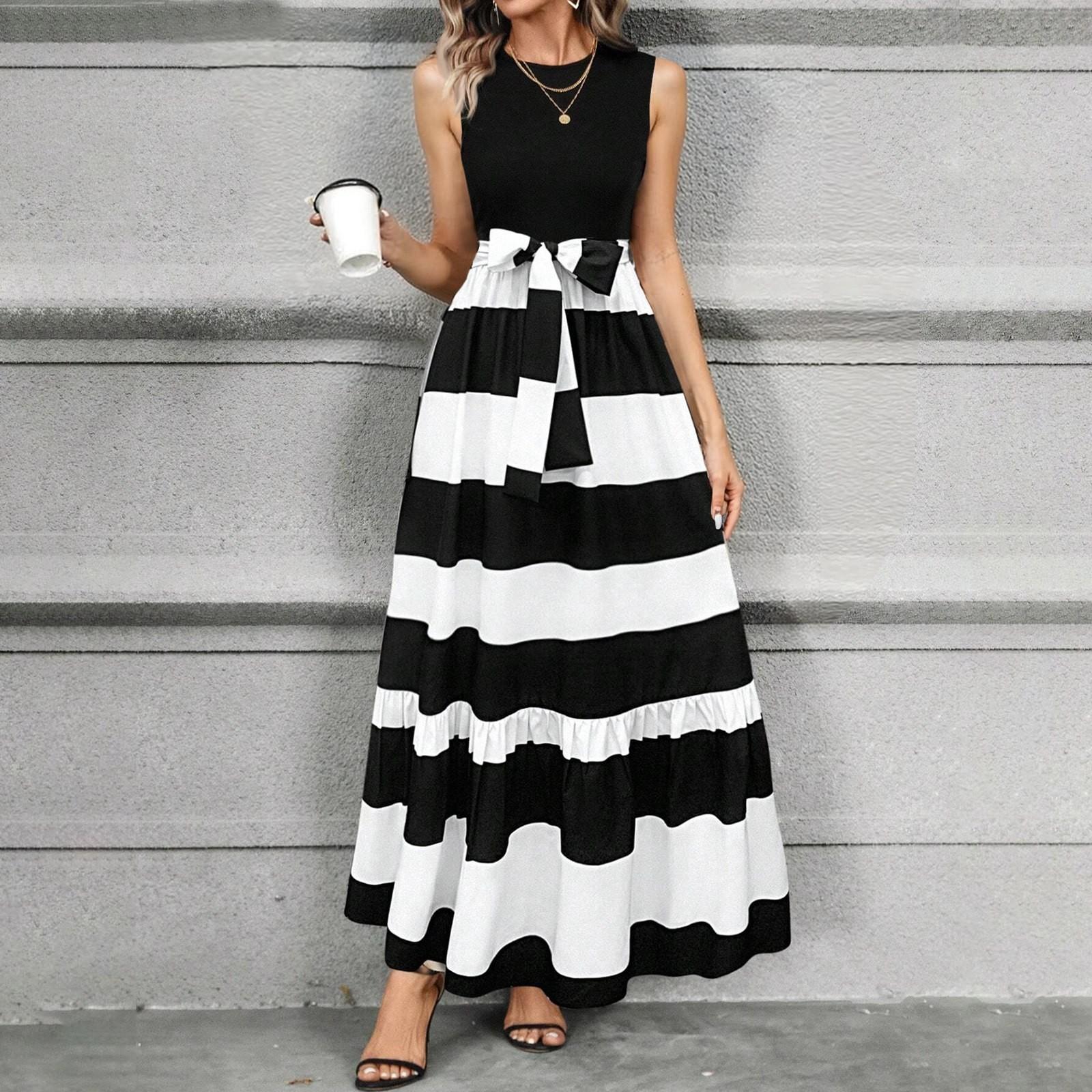 

Женское платье без рукавов с цветочным принтом и высокой талией, модное и элегантное XL