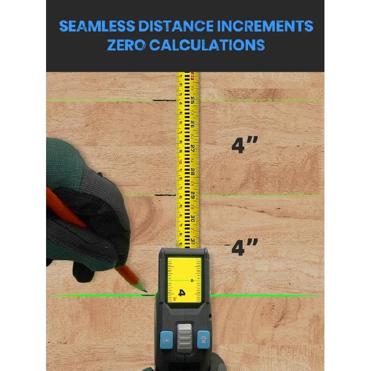 Laser Tape Measure 100M Professional Laser Distance Meter with Instant Digital Readout, Green Laser Line Marking