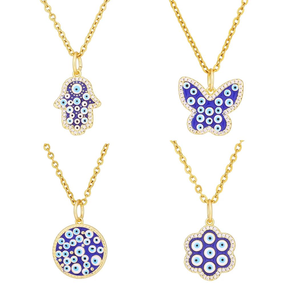 Türkische Glück Bösen blick Halskette Frauen 8 Stil Blau Augen Weiblichen Charme Mode Emaille Schmetterling Edelstahl Halskette Schmuck