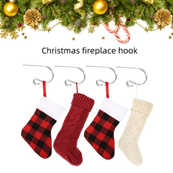 Scratch-Free Christmas Stocking Holder Metal Fireplace Stocking Hanger for Fireplace Mantel Xmas Party Decoration