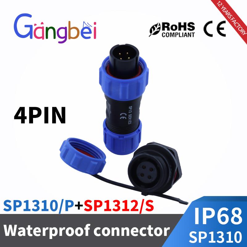 SP13 Waterproof Connector Male Plug Female Socket Panel Mount Wire Cable Connector Aviation Plug IP68 2/3/4/5/6/7/9 Pin GBDQA Plug Connectors 4