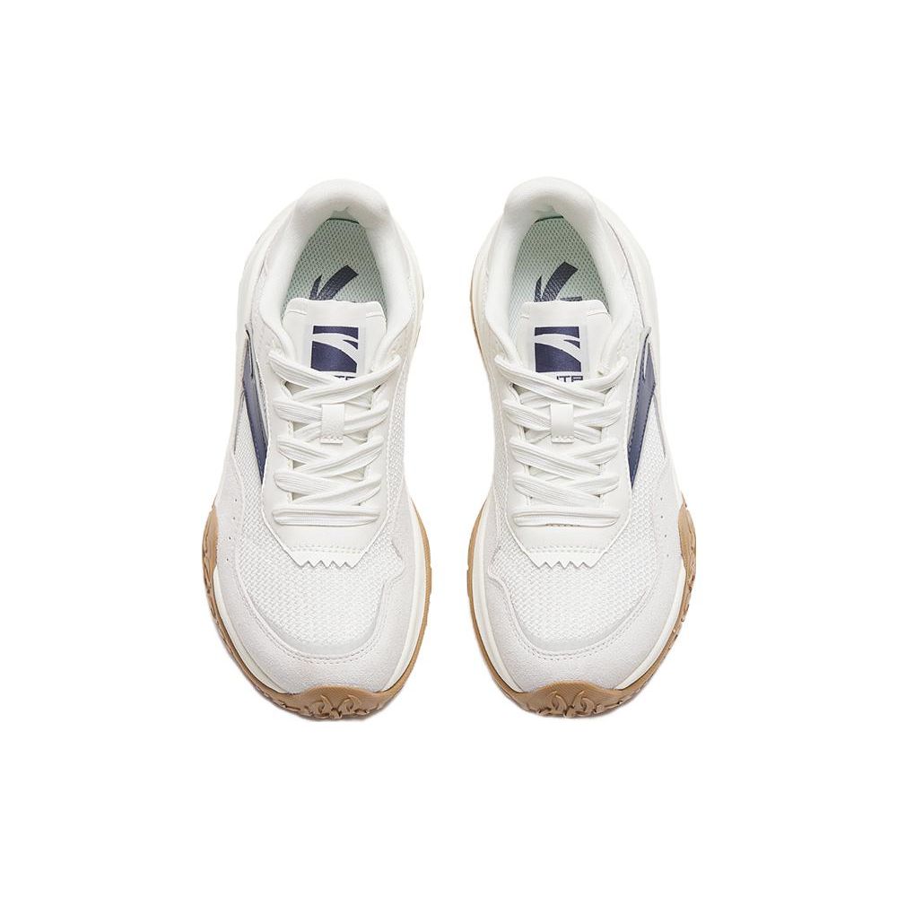 Anta Qicheng Fabric Synthetic Leather Shock Absorbing Non-Slip Wear-Resistant Low-Top Sports Casual Shoes Women Sneakers White Blue 922318859-1