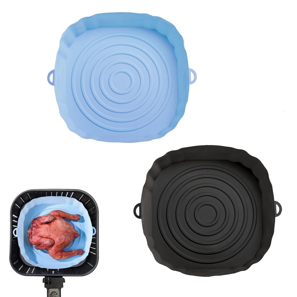 2 stücke Air Friteuse Silikon Korb Silikon Form Airfryer Ofen Backblech Pizza Gebraten Huhn Korb Wiederverwendbare Pan Liner Zubehör