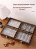 Compact Walnut Jewelry Box for Earrings, Rings, Necklaces, and Bracelets - with Lid and Display Case