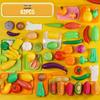 Cross-Border Kids' Fruit Cutting Toy Set: Simulation Veggie & Fruit Basket with Role-Playing Pizza Kitchenware for Boys & Girls