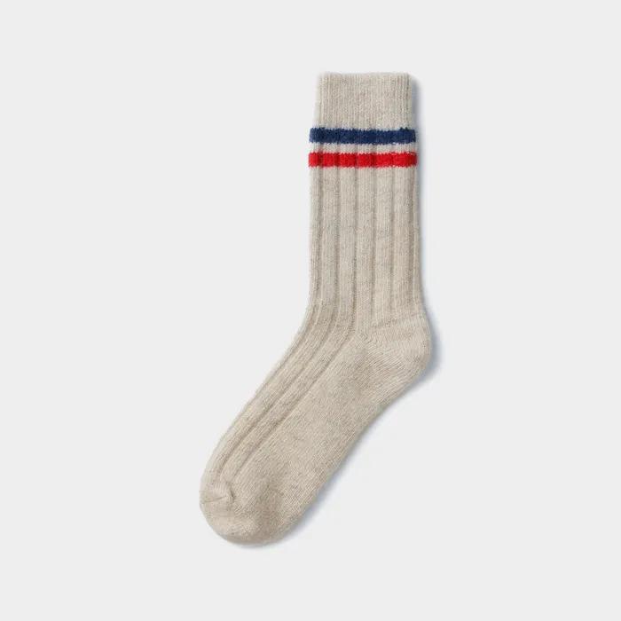 100% Wool Socks Two-Line Stripe 2-Piece Set