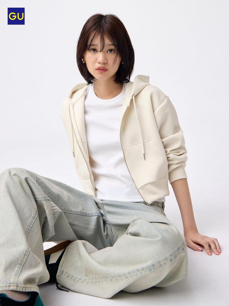 Uniqlo Gu Puff Sweatshirt Full Zip Hoodie