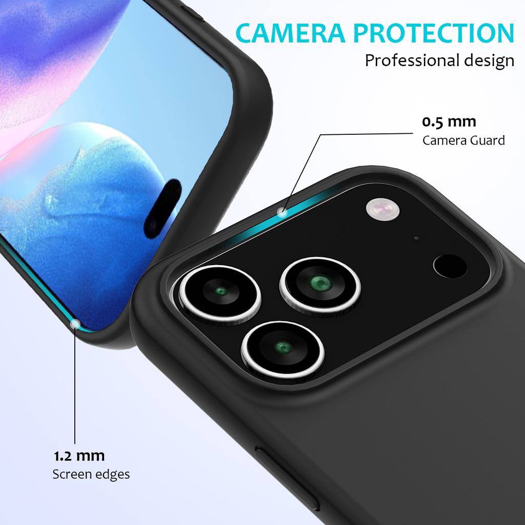 For iPhone 17 Pro Case Drop Proof Liquid Silicone Soft Lining Back Phone Cover