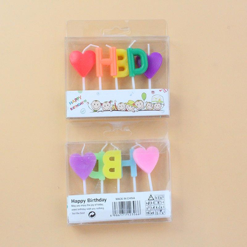 New Colorful HBD English Letter Candle Creative Party Party Baking Birthday Cake Love Candle