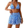 European and American New Sexy Bikini Three-piece Swimsuit Women's Shorts Printed Vacation Swimsuit