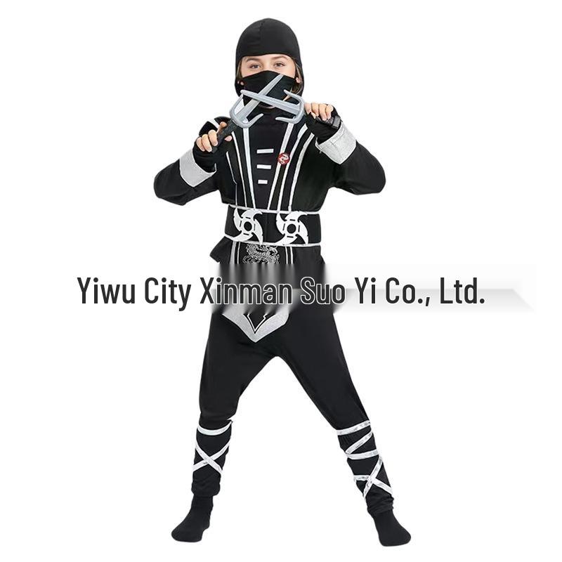 Silver Dragon Ninja Samurai Costume for Kids with Mask and Sword Accessories
