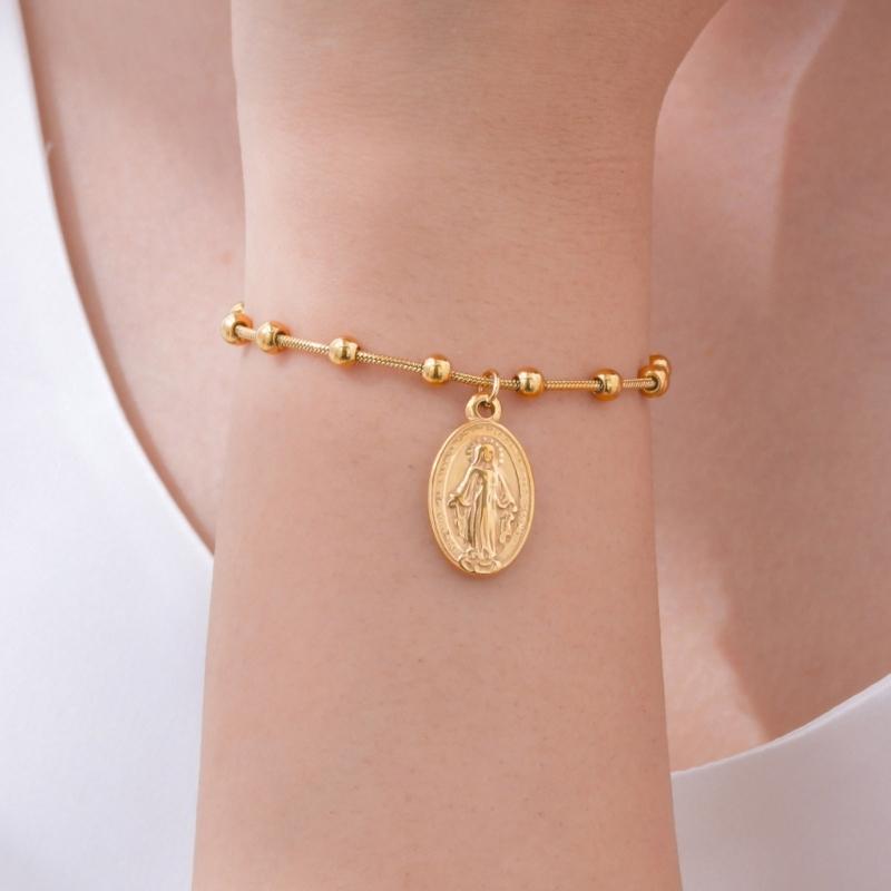 Stylish Rosary Beaded Bracelet Vintage Charm Bracelet Suitable for Women Featuring Vintage Minimalist Snake Chain