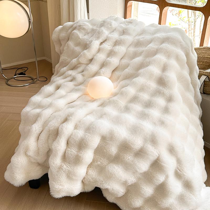 

Faux Fur Throw Blanket for Couch, Cozy Warm Plush Striped Blanket for Sofa Bedroom Living Room, All Season Use 100x150cm